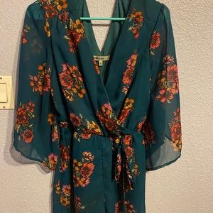 Floral Green Romper